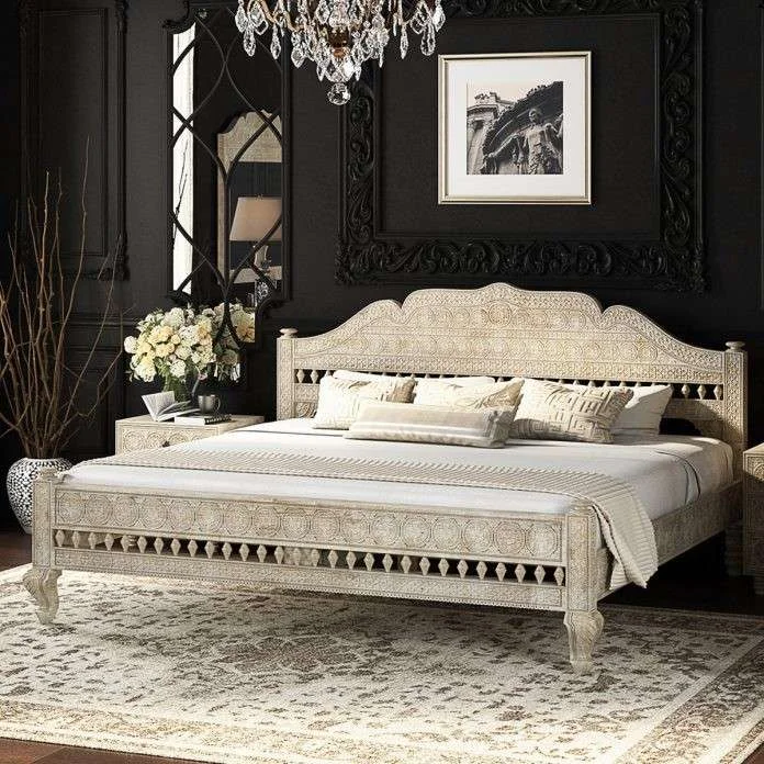 Hand-Carved Indian Bed