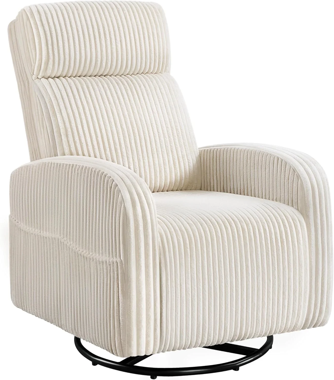 Modern Beige Corduroy Swivel Rocking Nursery Chair