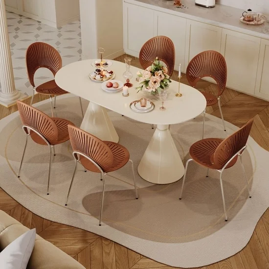 New Design Oval Dining Table Set
