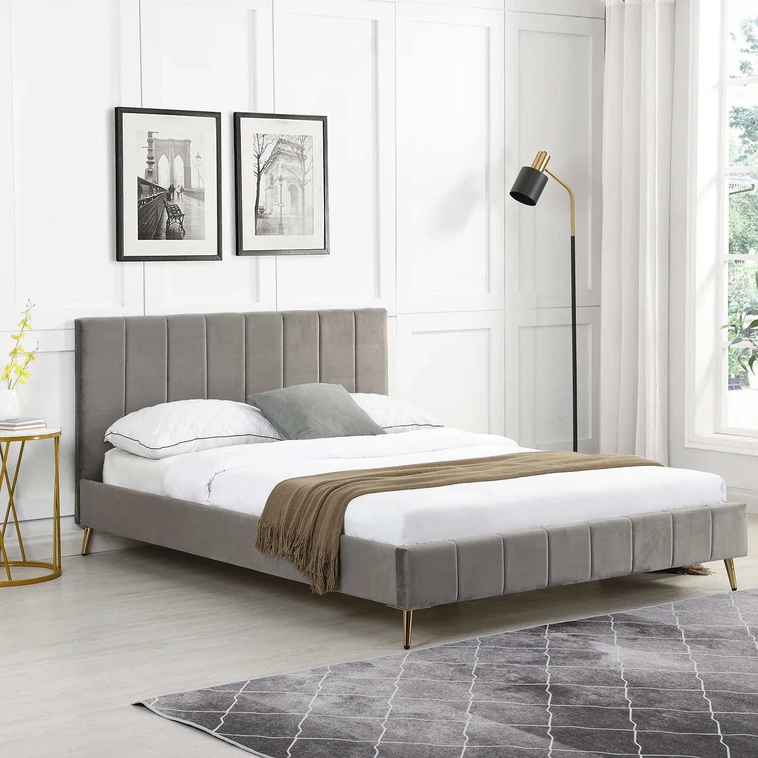 Velvet Upholstered Bed Frame