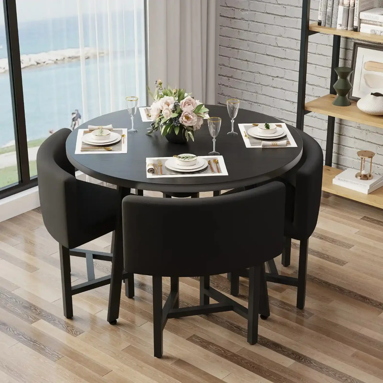 Round Wooden Dining Table Set