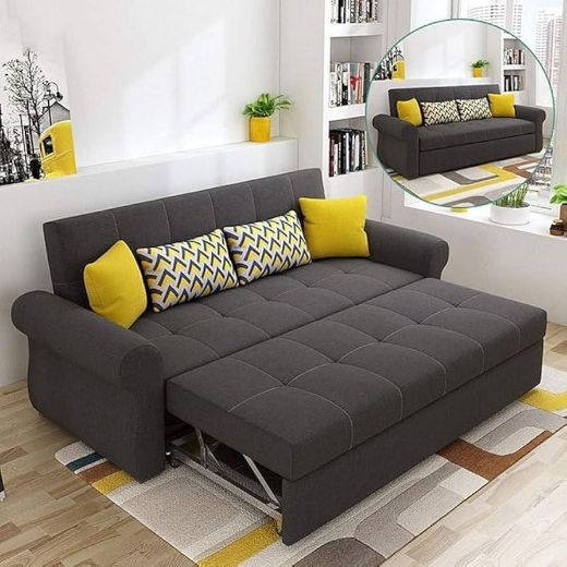 Picture of Multifunctional Convertible Sofa Bed: Black Extendable Daybed with Storage & Latex Comfort