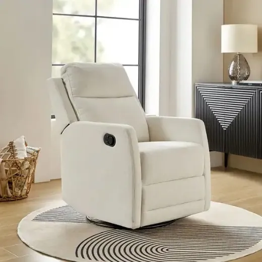 Picture of Contemporary Beige Swivel Rocker Recliner | 360-Degree Upholstered Recliner - A&ORE05
