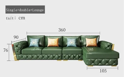 Picture of Modern Luxury L-Shaped Sofa: Soft Leather Sectional, Wing chair and a center table for Living Room Furniture - A&OLS19   -