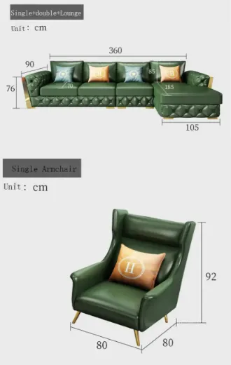 Picture of Modern Luxury L-Shaped Sofa: Soft Leather Sectional, Wing chair and a center table for Living Room Furniture - A&OLS19   -