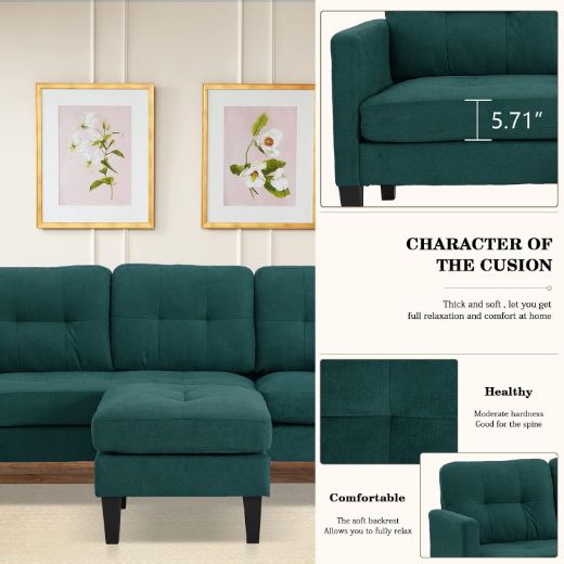 Picture of 3-Seater Convertible Sectional Couch | Reversible Chaise L-Shaped Sofa - A&OLS06