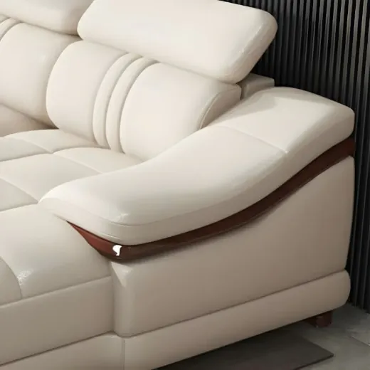 Picture of Artificial Leather Sofa: Premium Modern Design with Adjustable Headrests & Wooden Panel Armrests - A&OLS02