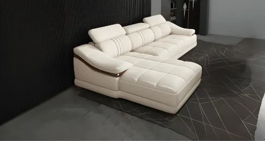 Picture of Artificial Leather Sofa: Premium Modern Design with Adjustable Headrests & Wooden Panel Armrests - A&OLS02
