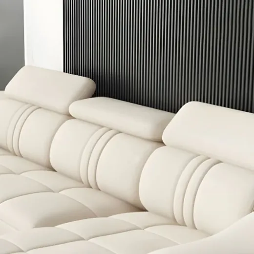 Picture of Artificial Leather Sofa: Premium Modern Design with Adjustable Headrests & Wooden Panel Armrests - A&OLS02