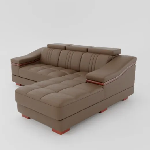 Picture of Artificial Leather Sofa: Premium Modern Design with Adjustable Headrests & Wooden Panel Armrests - A&OLS02