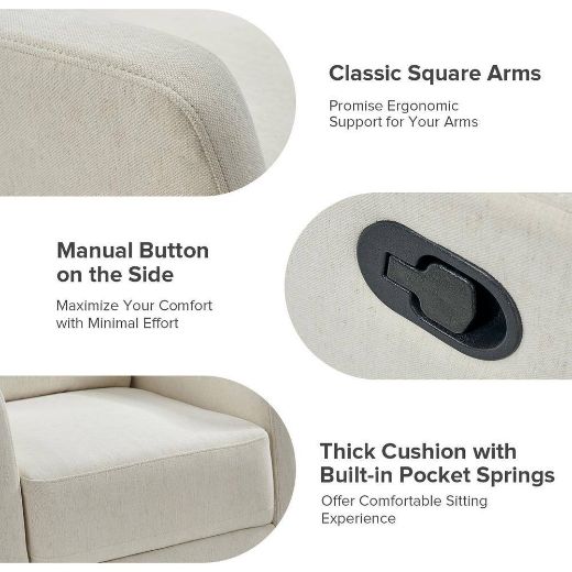 Picture of Contemporary Beige Swivel Rocker Recliner | 360-Degree Upholstered Recliner - A&ORE05