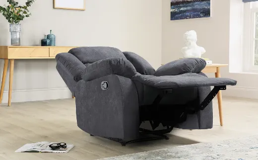 Picture of Dark Grey Plush Recliner: Supportive & Durable Single chair - A&ORE03