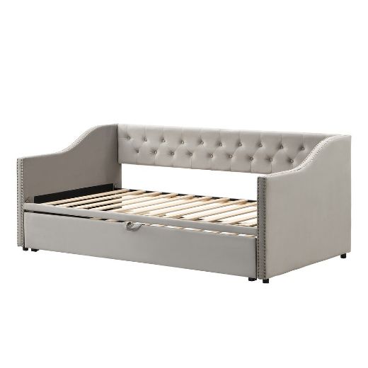 Picture of Velvet Tufted Daybed: Extendable Sofa Bed for Small Spaces & Guests