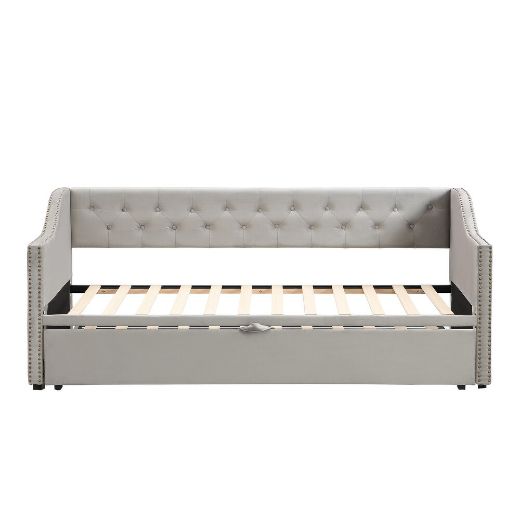 Picture of Velvet Tufted Daybed: Extendable Sofa Bed for Small Spaces & Guests