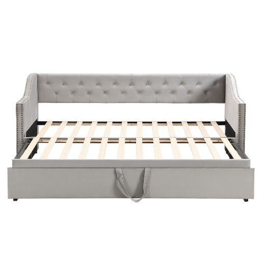 Picture of Velvet Tufted Daybed: Extendable Sofa Bed for Small Spaces & Guests