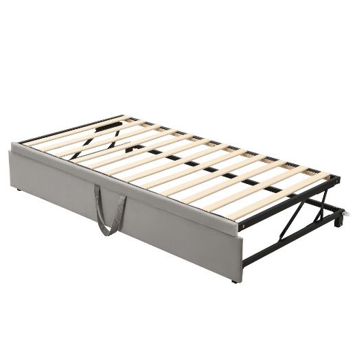 Picture of Velvet Tufted Daybed: Extendable Sofa Bed for Small Spaces & Guests