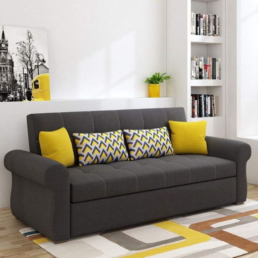 Picture of Multifunctional Convertible Sofa Bed: Black Extendable Daybed with Storage & Latex Comfort