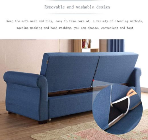 Picture of Multifunctional Convertible Sofa Bed: Black Extendable Daybed with Storage & Latex Comfort