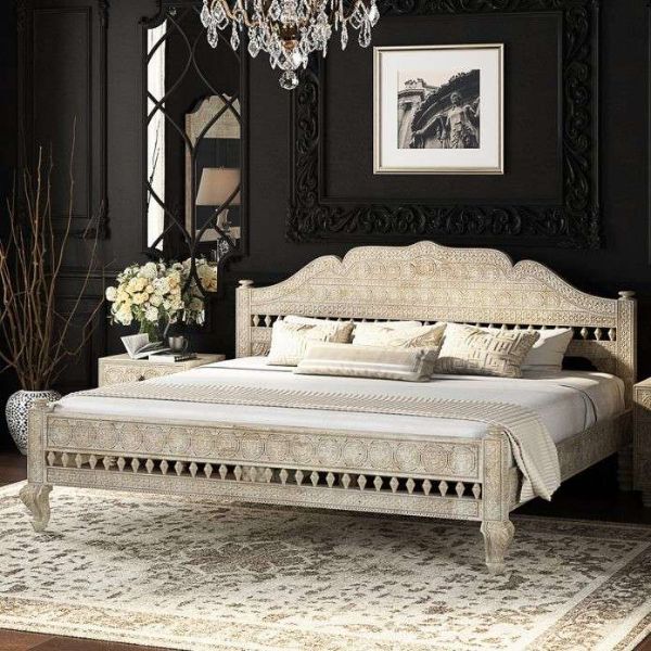 Show details for Hand-Carved Indian Bed: Solid Burma Teak (Queen/King) Picture of Hand-Carved Indian Bed: Solid Burma Teak (Queen/King)