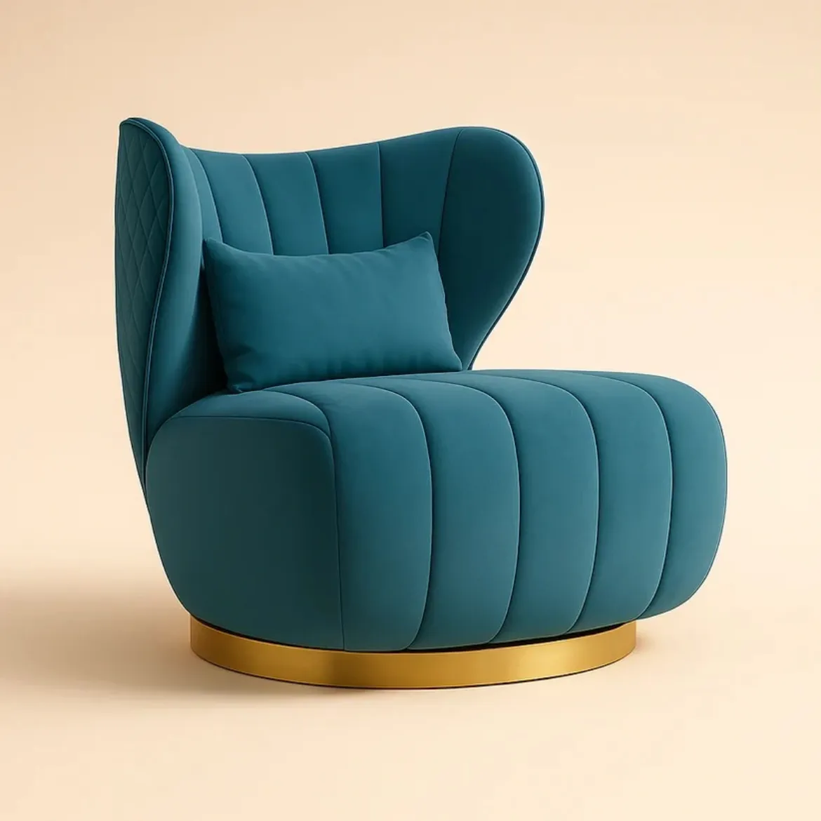 Picture of Luxury Swivel Velvet Leisure Chair: Modern Single Armchair with Aluminum Base