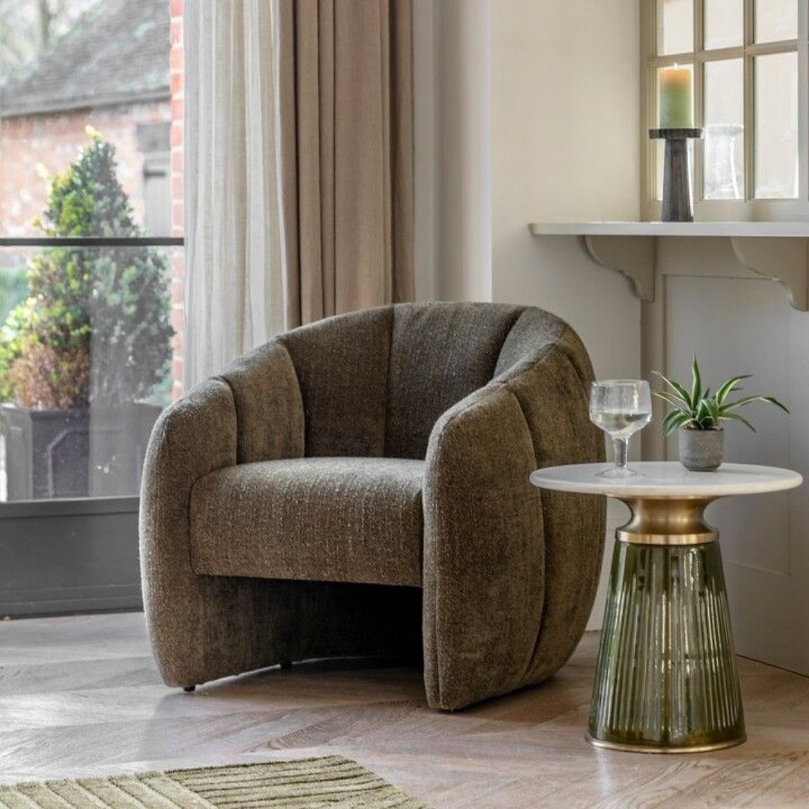 Picture of Moss Green Textured Tub Chair: Contemporary Design & Exceptional Comfort