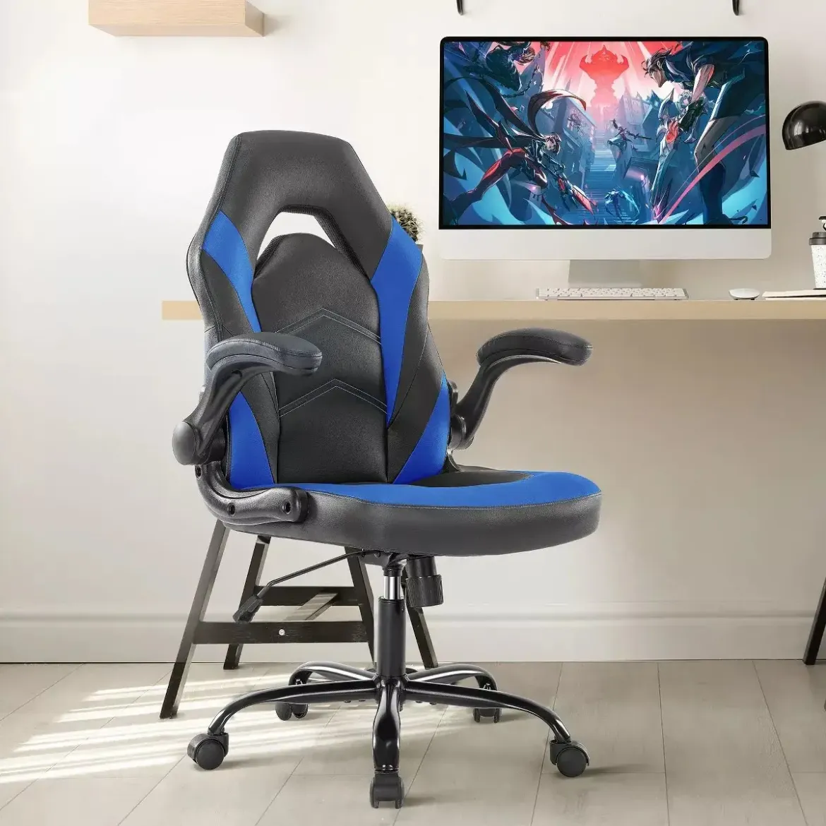 Picture of Leather Executive Office Chair: Flip-Up Armrests, Adjustable Ergonomic Design