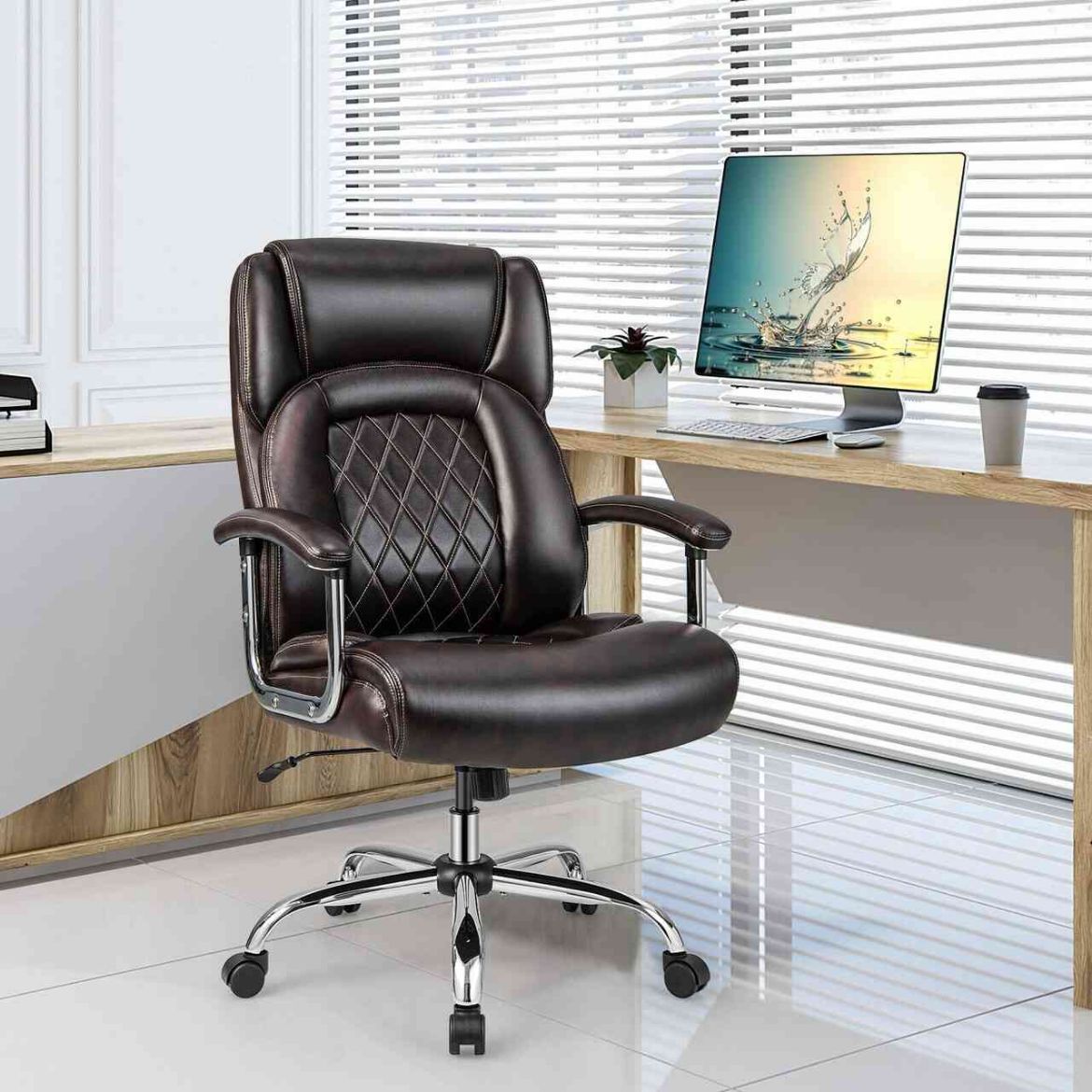 Picture of Big & Tall Office Chair: 500lbs, Ergonomic, Massage, Faux Leather