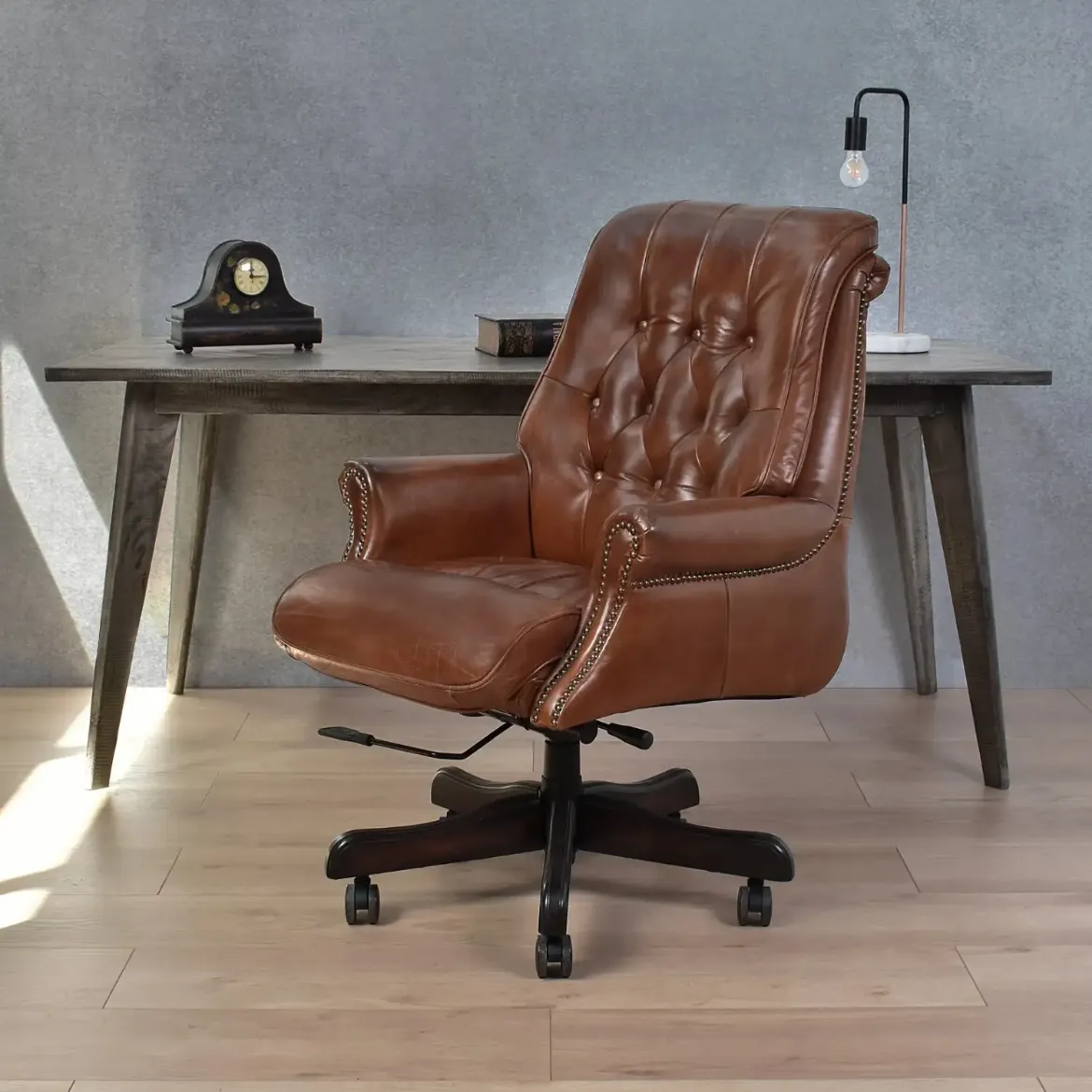 Picture of Leather Chesterfield Desk Chair: Classic Office Elegance