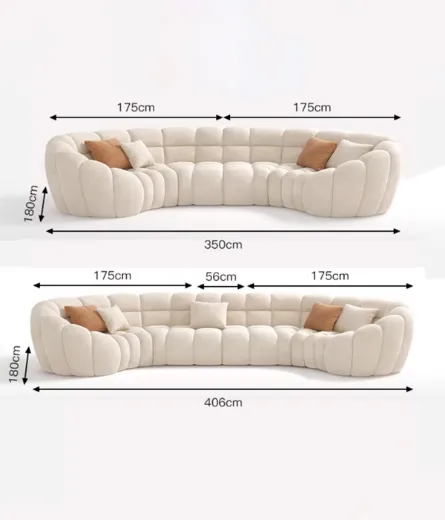 Picture of Luxury Curved Sofa: Lamb Wool & Velvet Upholstery, Thick Cushioning, High-Density Sponge, Customizable Colors, Available in Large Sizes for Modern & Classic Spaces