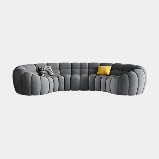 Picture of Bubble Tufted Curved Sofa: 277cm Length, Upholstered, Modern Design, Marandi Wood Frame, HR Foam Filling, Perfect for Upscale Interiors