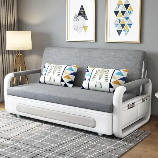 Picture of Organized Home Pull-Out Foldable Sofa Bed: Modern Grey, Double-Seat with Integrated Storage, Multi-Functional for Living Room & Bedroom (158cm Width)