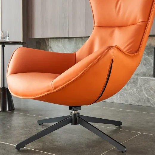 Picture of Modern Swivel Leather Lounge Chair: 88cm High, Genuine or Faux Leather Upholstery, Armless, Nordic-Inspired Design for Living Room & Bedroom Relaxation - A&ORE10