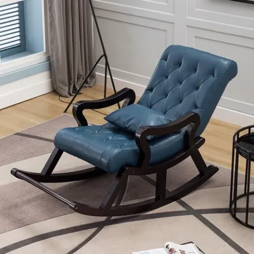 Picture of Solid Wood Reclining Rocking Chair: Durable Leisure Seating, Adult-Friendly, Designed for Balcony & Living Room Home Relaxation - A&ORE12