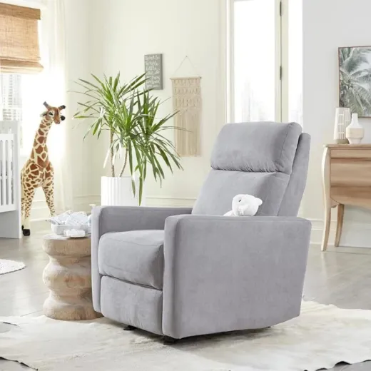 Picture of Premium Power Recliner Glider Chair: Adjustable Head Support, Built-in USB Charger, Non-Toxic, Spill-Proof Fabric, Ergonomic Design for Nursery & Family Comfort (Gray) - A&ORE17