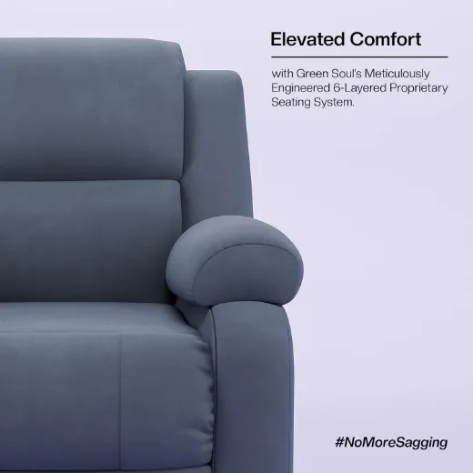 Picture of Single Seater Recliner Sofa: Soothing Grey Suede Fabric, 3-Position Manual Recline, 6-Layer Padded Comfort, Engineered Wood Frame, 3-Year Warranty, Home Installation Provided - A&ORE20