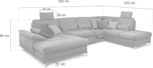 Picture of U-Shape Sectional Sofa: Modern, Adjustable, Free-Standing, Fabric Upholstery - A&OLS28