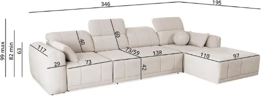 Picture of Corner Sofa: Beige Chenille, Sleep Function, Storage - A&OLS32