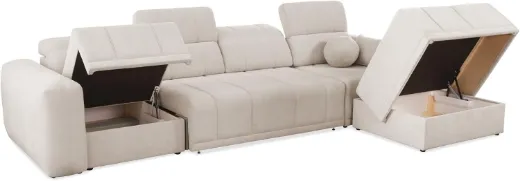 Picture of Corner Sofa: Beige Chenille, Sleep Function, Storage - A&OLS32