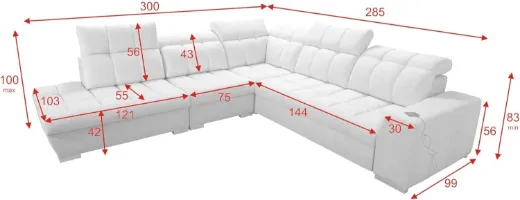 Picture of Corner Sofa: Terra Fabric & Faux Leather, Sleep Function, USB - A&OLS33