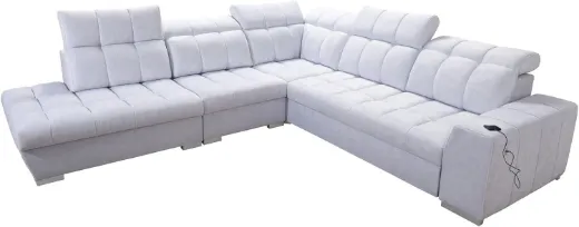Picture of Corner Sofa: 6 Seater Terra Fabric & Faux Leather, Sleep Function, USB - A&OLS33