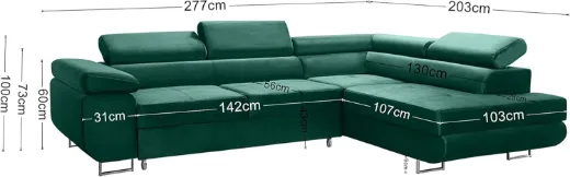 Picture of Corner Sofa: Graphite Velour, Sleep Function & Storage - A&OLS35