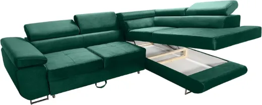 Picture of Corner Sofa: Graphite Velour, Sleep Function & Storage - A&OLS35