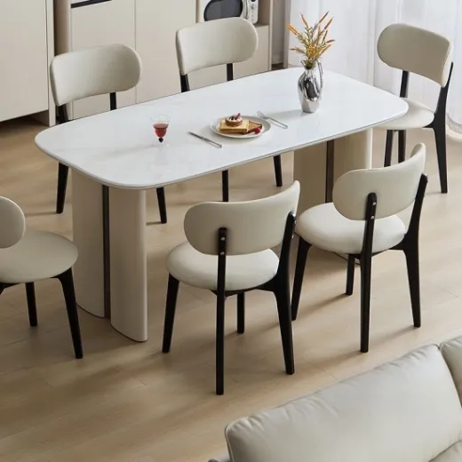 Picture of Contemporary Style Dining Table: 1.6 Meter, White Color, Sleek Minimalist Design