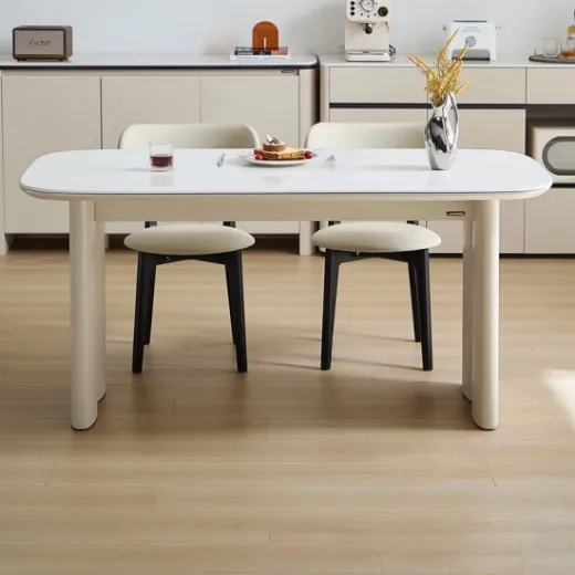 Picture of Contemporary Style Dining Table: 1.6 Meter, White Color, Sleek Minimalist Design