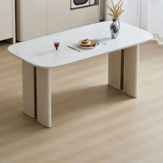 Picture of Contemporary Style Dining Table: 1.6 Meter, White Color, Sleek Minimalist Design