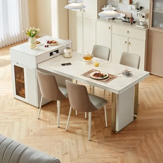 Picture of Dining Table: Innovative & Space-Saving Design, Multi-functional, Seamless Transformation, Warm-Sand Color