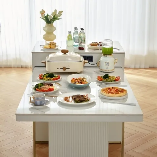 Picture of Dining Table: Innovative & Space-Saving Design, Multi-functional, Seamless Transformation, Warm-Sand Color