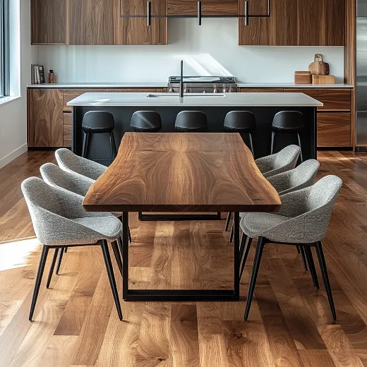 Picture of Live Edge Dining Table: Handcrafted, Natural Beauty, Sturdy Supports, Rustic Charm with Modern Touch