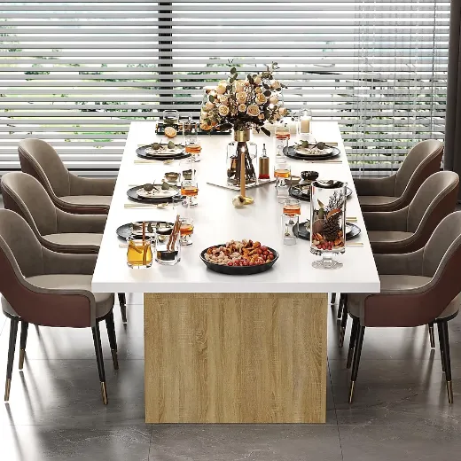 Picture of Contemporary/Modern Dining Table: 118.1-in Length, Spacious 6-8 Seater, Sleek Finish with Textured Accents
