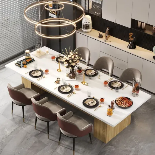 Picture of Contemporary/Modern Dining Table: 118.1-in Length, Spacious 6-8 Seater, Sleek Finish with Textured Accents